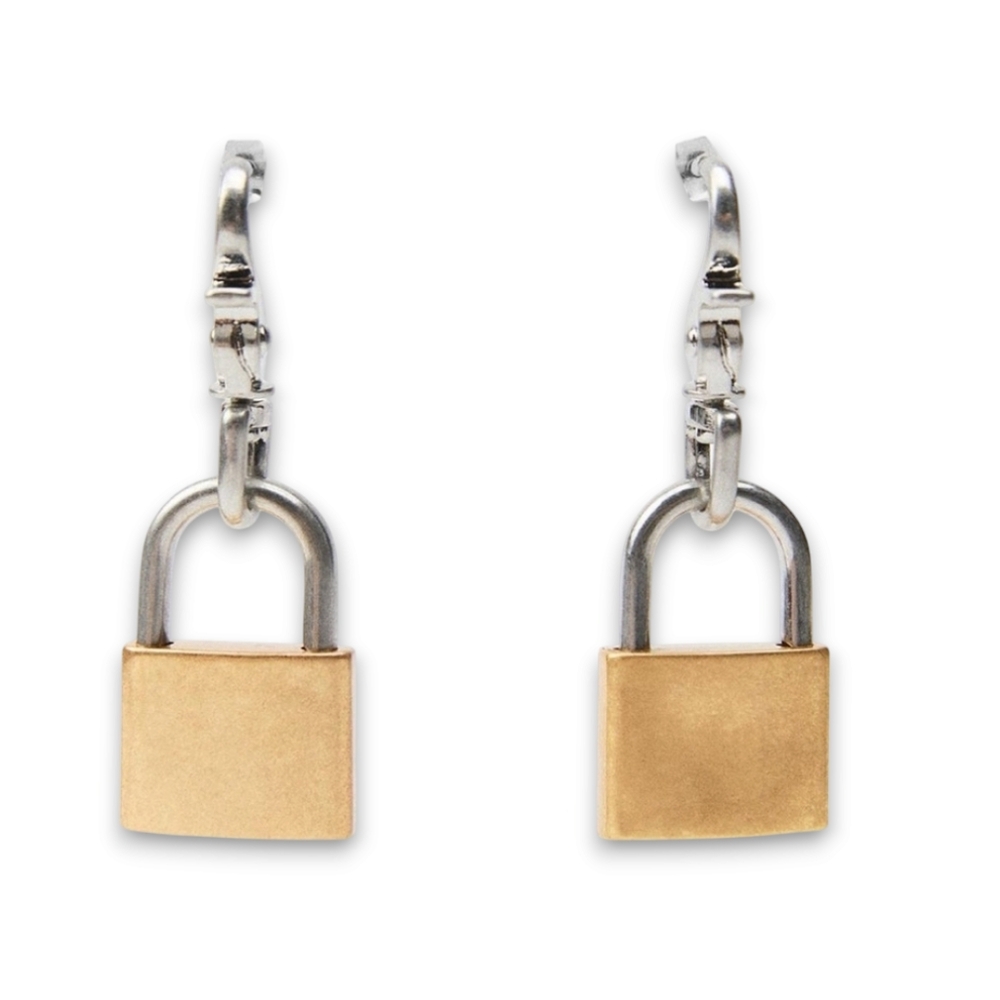 Zara Gold and Silver Padlock Earrings